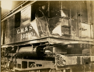 Locomotive 10210 after sideswipe.