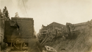 View showing derailed baggage car
