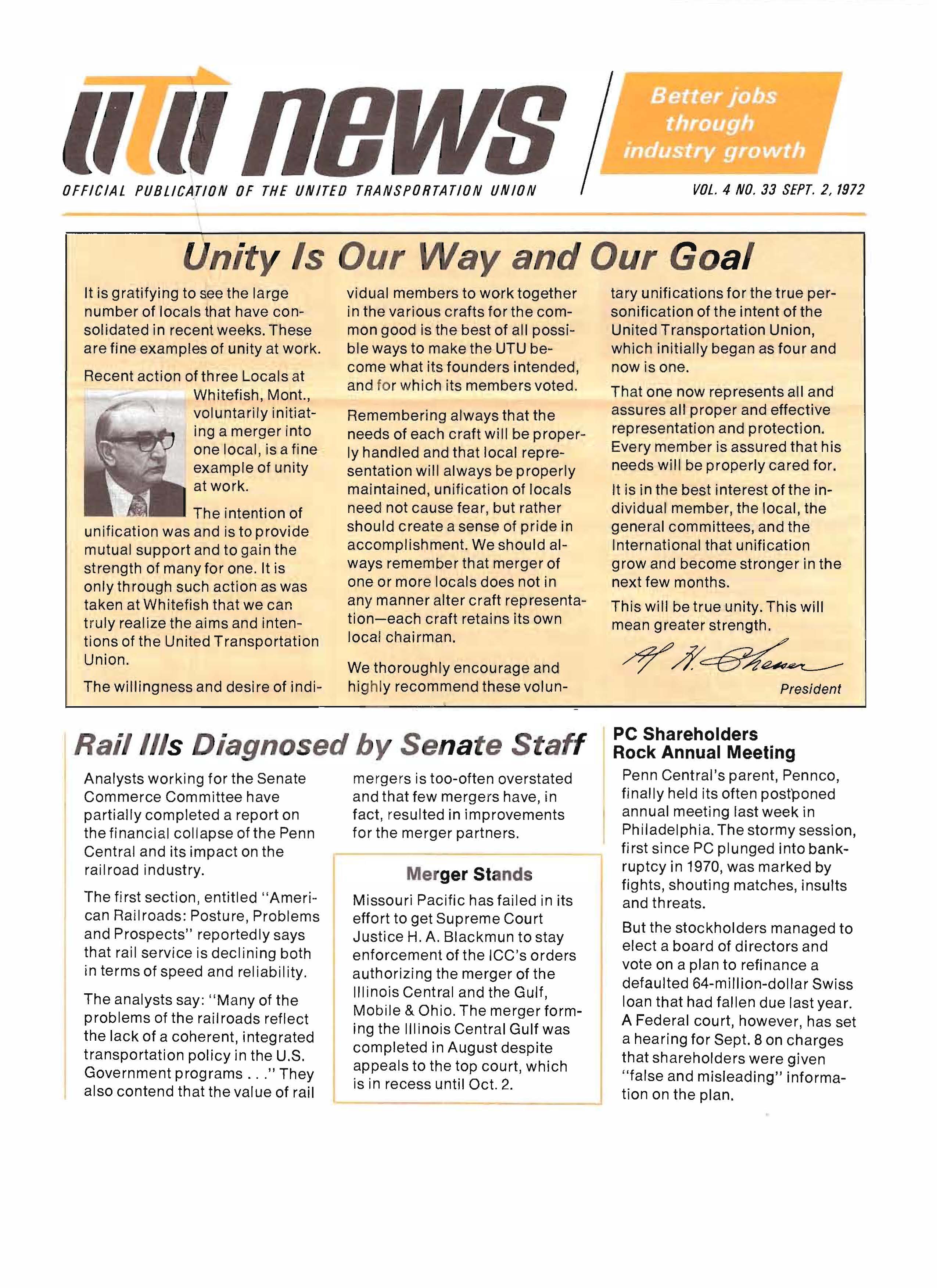 UTU Newsletter September, 1972