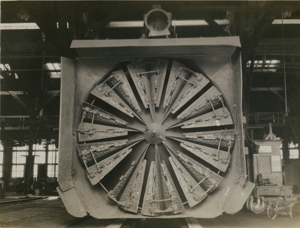 Rotary snowplow in the Deer Lodge Shops, October 1, 1916.