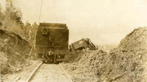 View showing cut through mud slide