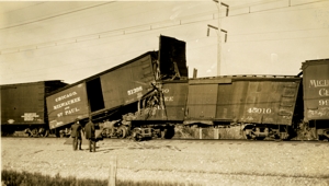 Cars wrecked near end of train that was hit