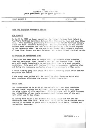 April, 1981 Newsletter